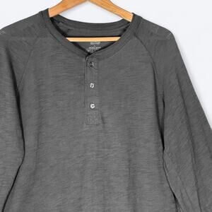 Vince 100% Cotton Long‎ Sleeve Slub Henley Shirt Men's L Lightweight Classic